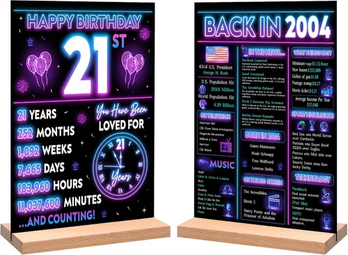 Miniatura 12 de Decoración de fiesta de cumpleaños número 10 para niño, póster de decoración de cumpleaños de neón en 2015, letrero de mesa acrílico, suministros