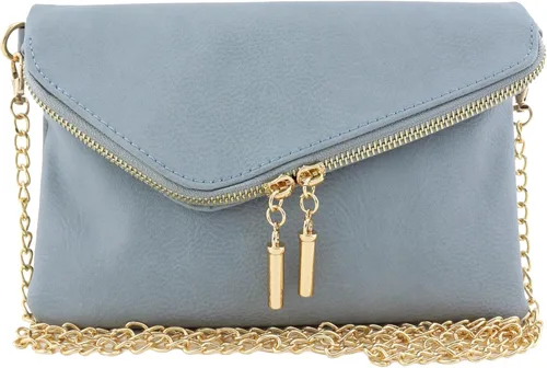 Bolso cruzado tipo sobre que se puede llevar sobre la muñeca con correa de cadena, gris, talla única