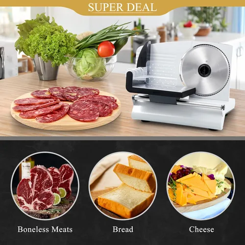 Miniatura 2 de SUPER DEAL Cortador Eléctrico Premium de Carne para Alimentos - Hoja de Acero Inoxidable de 7.5 Pulgadas para Cocina Hogar, Deli, Carne, Alimentos