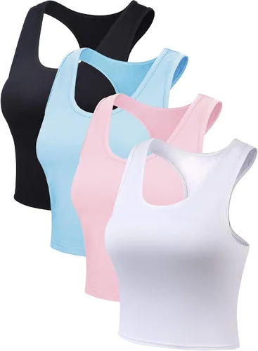 Miniatura 5 de Boao 4 camisetas básicas sin mangas de espalda cruzada para mujer