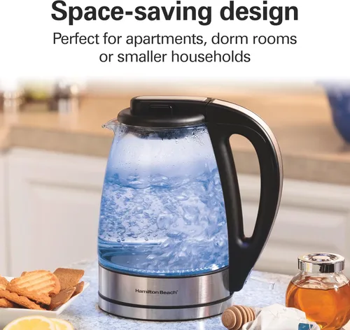 Miniatura 7 de Hamilton Beach Compact Hervidor de agua de vidrio, 1 litro (40930)