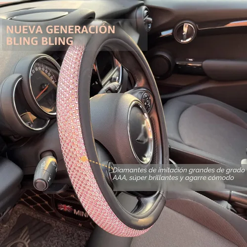 Miniatura 2 de PINCTROT Bling Bling - Funda para volante cómoda con diamantes de imitación de cristal gigante, piel de diamante antideslizante, universal de 15 2.