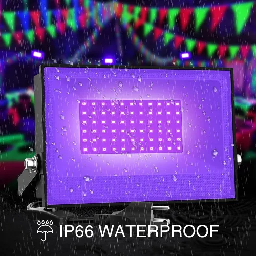 Miniatura 5 de Onforu Paquete de 2 luces LED negras de 30 W, luz de inundación de luz negra con enchufe, IP66 impermeable, para fiesta de baile de Halloween
