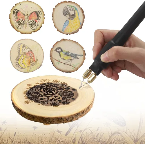Miniatura 7 de Kit profesional para quemar madera, 60 W, kit de pirografía con doble quemador de madera, 20 puntas de alambre para quemar madera, incluyendo puntas