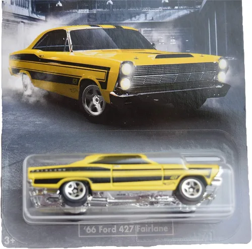 Miniatura 2 de Hot Wheels American Steel Series '66 Ford 427 Fairlane 2/10, amarillo