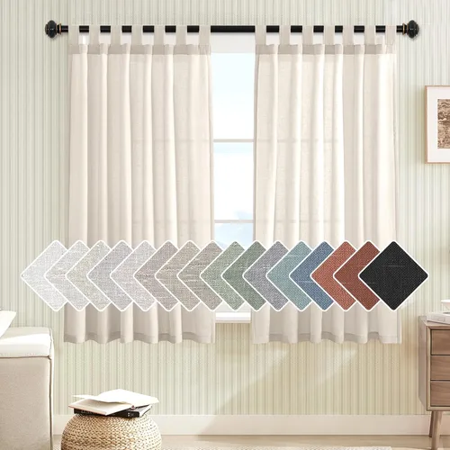 Miniatura 46 de H.VERSAILTEX Cortinas aireadas mezcladas de lino natural con pestaña superior para sala de estar, decoración del hogar, material suave y rico que