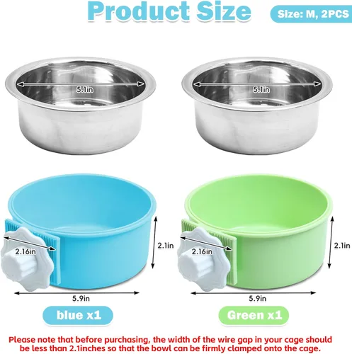 Miniatura 2 de kathson Jaula para perro, extraíble de acero inoxidable para colgar, jaula para mascotas, alimentador de alimentos y agua, taza para cachorros