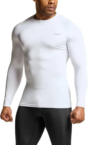 Miniatura 2 de TSLA - Paquete de 1 o 3 camisas de compresión de manga larga FPU 50+ para hombre, camisa de entrenamiento atlético, protector de erupción