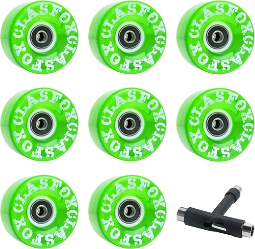 Miniatura 2 de 78A interior o al aire libre 2.559x1.378 in Quad ruedas de patines con rodamientos ABEC-9 8 PC Verde esmeralda