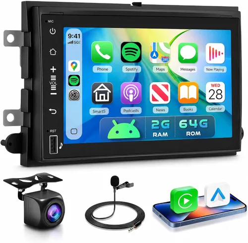 Podofo Radio 2G 64G para Ford F150 F250 F350 Fusion Edge Explorer Expedition Car Stereo,7 pulgadas 1080p IPS pantalla táctil F-150 estéreo con