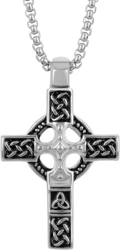 Miniatura 8 de Cross Pendant for Car Rear View Mirror Decor Prayer Hanging Ornament Stainless Steel Celtic Knot Cross Necklace Adult Men Christian Gift