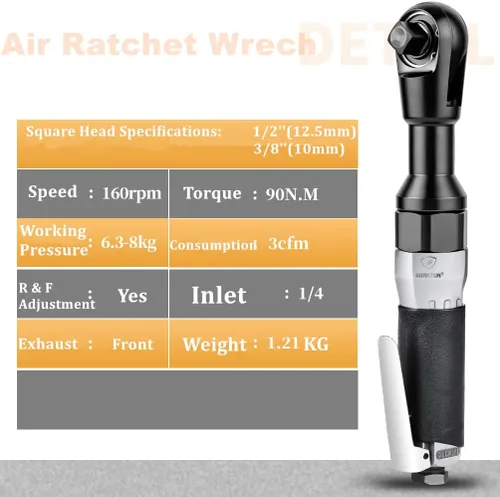 Miniatura 7 de Llave de trinquete neumática de 3/8 pulgadas Llave neumática de torque con impulsor de torque Llave inglesa de servicio pesado