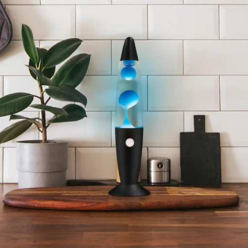 Miniatura 3 de Vanful Lámpara de magma azul con base negra, lámpara de movimiento líquido para adultos y niños, cargada por cable, estado de ánimo, noche