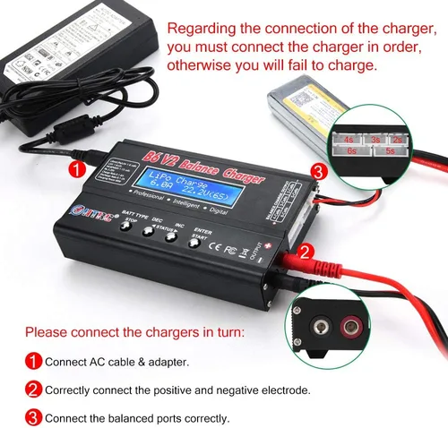 Miniatura 4 de LiPo Battery Charger RC Car Balance Charger, 1S-6S Digital Discharger Battery Pack Charger 80W 6A for Li-ion Life NiCd NiMH LiHV PB Smart