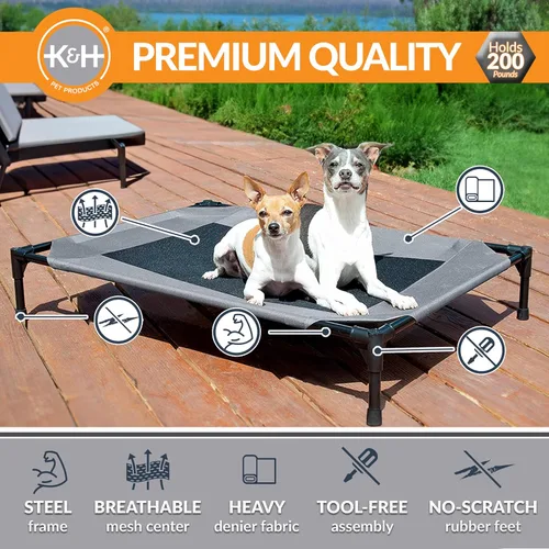 Miniatura 2 de K&H PET PRODUCTS - Cuna elevada para mascotas con centro de malla, varios tamaños Malla gris/negra