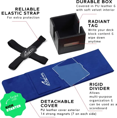 Miniatura 3 de Quiver Time Blue Citadel Deck Block – 100+ Commander MTG Caja de cubierta para tarjetas – Soporte de caja de tarjetas para tarjetas, dados y fichas