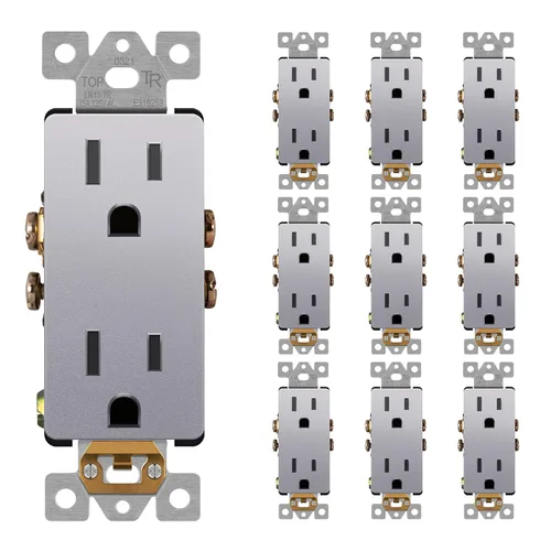 Miniatura 31 de LIDER LR15-TR-GD5P - Receptáculo decorativo mate c/tapa frontal intercambiable, tomacorriente a prueba de manipulaciones/niños, autoconexión a Dorado