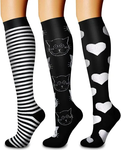 Miniatura 7 de CHARMKING - Calcetines de compresión para mujeres y hombres (3 pares), 15-20 mm Hg, el mejor apoyo para atletismo, running o ciclismo, mejora
