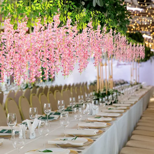 Miniatura 6 de Alotiki Flores colgantes de glicina, flores colgantes falsas, guirnalda de glicinas artificiales para el hogar, boda, arco, fiesta, jardín