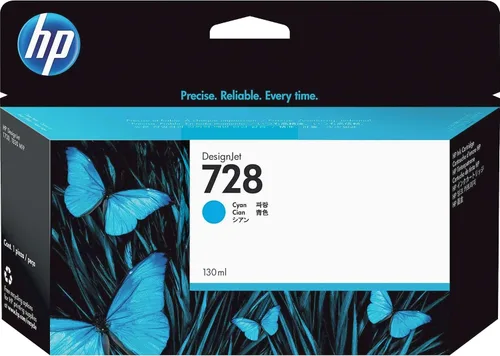 Miniatura 2 de HP 728 Cyan 4.4 fl oz Cartucho de tinta original (F9J67A) para impresoras de trazador de gran formato DesignJet T830 MFP y T730
