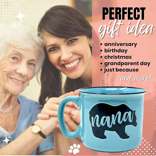 Miniatura 7 de Brooke & Jess Designs Nana Bear - Bonita taza de café, regalos para abuela, día de la madre, Navidad, cumpleaños (verde azulado)