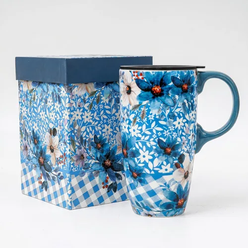 DUSVALLY Taza de Café Alta de Cerámica, Juego de Tazas de Café para Amigos, Taza de Viaje con Tapa para Oficina y Hogar, Regalos Únicos para Mujeres