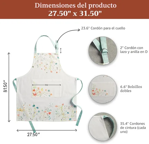 Miniatura 7 de Maison d' Hermine Delantal 100% de algodón para mujeres con bolsillo de cocina delantal de chef para hombres para cocinar primavera verano 001