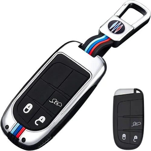 Funda protectora de metal para llavero con llavero para Chrysler 300C Jeep Grand Cherokee 2011-2016 COMPASS 2011-2019 Cromo 3 Botones