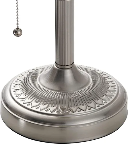 Miniatura 6 de Lámpara de escritorio Newrays de cristal blanco satinado con interruptor de cadena y enchufe en el soporte, base de níquel arena Base blanca mate