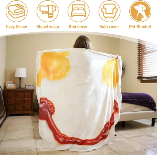 Miniatura 3 de Catalonia Pepperoni Pizza Blanket, Realistic Food Blanket, Funny Gifts for Teenage Boys and Girls, 59 inch, Single Layer