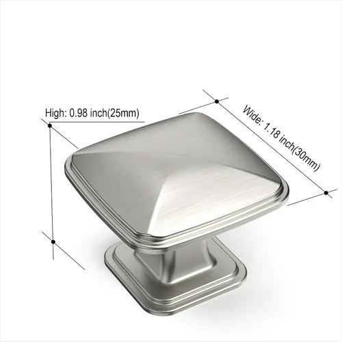 Miniatura 5 de Amerdeco Paquete de 10 pomos brillantes de níquel satinado cepillado de 1-1/4 pulgadas para cajones de armario de cocina, pomos de gabinete