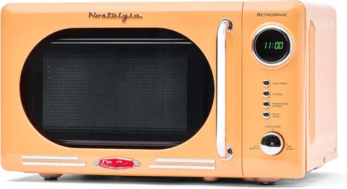 Miniatura 16 de Nostalgia Horno microondas retro compacto para encimera, 0.7 pies cúbicos, 700 vatios con pantalla digital LED, bloqueo para niños, interior fácil