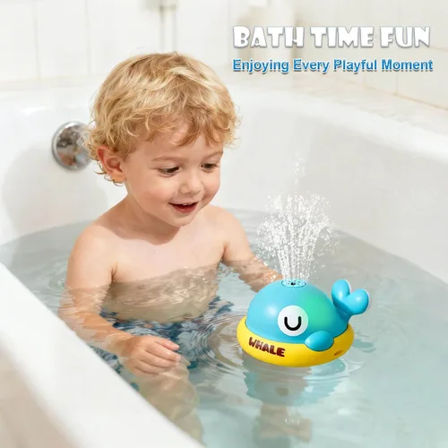 Miniatura 5 de Juguetes de baño para bebés – Juguetes de baño para niños de 1 a 3 años, juguetes de bañera recargables con aspersor de ballena iluminados, juguetes
