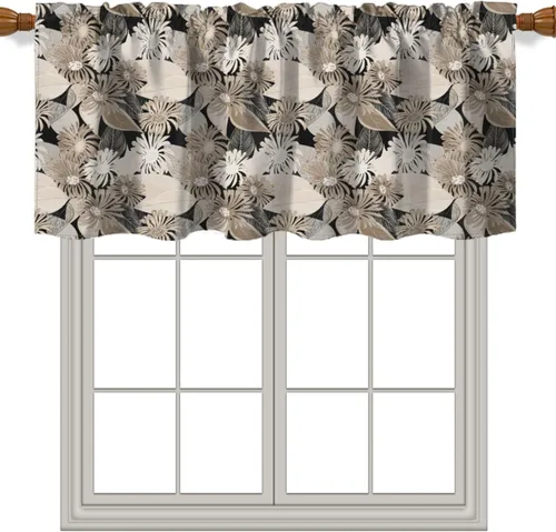 Miniatura 9 de Cortinas con cenefas temáticas geométricas, patrón geométrico a cuadros para sala de estar, cenefa para ventanas con bolsillo para barra, cenefa