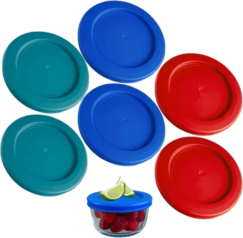 Miniatura 19 de KlareWare Tapas de repuesto para 2 tazas, tapas de plástico sin BPA para Pyrex 7200, Anchor Hocking (paquete de 4, azul) - Contenedores no incluidos
