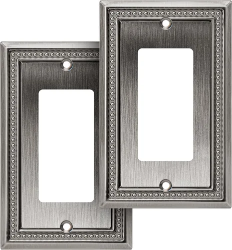Miniatura 14 de Henne Bery Sunken Pearls - Placa de pared decorativa resistente para interruptor, cubierta para tomacorrientes (doble dúplex, níquel satinado)