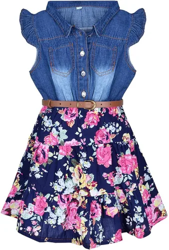 YJ.GWL Vestido occidental para niñas, vestido de mezclilla para niña, vestidos de princesa para niñas, vestidos de fiesta para niñas de 3 a 14 años