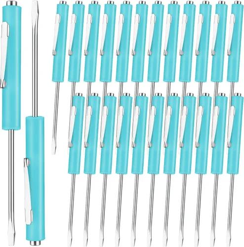 Miniatura 9 de Honoson 10 Piezas de Destornillador de Bolsillo Mini con Puntas y Clips de Bolsillo Magnéticos, Ranurados, Pequeños con Hoja de Cuchilla Única