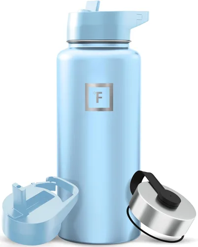 Miniatura 77 de IRON °FLASK Frasco de hidratación para acampar y senderismo con pajilla, botella de agua deportiva de acero inoxidable con aislamiento de boca