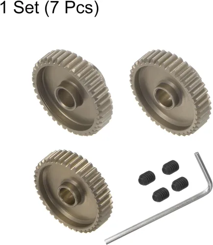 Miniatura 4 de HARFINGTON 48P 7075 Aluminio Piñón Motor Gear Set 3pcs 38T 39T 40T Fit 0.197 in RC Motor Eje 48 engranajes de paso para coche RC, con llave hexagonal