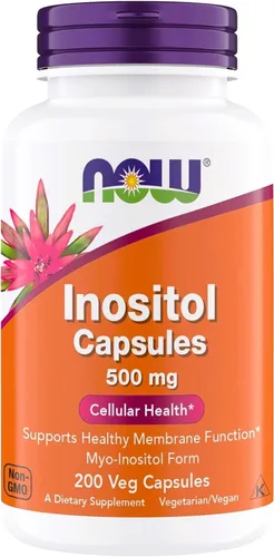 NOW Foods Inositol 500 mg, forma superior de mio-inositol, para la función saludable de las membranas*, salud celular*, apoyo para mujeres* Kosher,