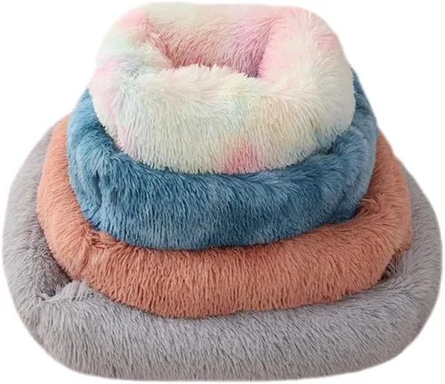 Miniatura 4 de La La Pet® Cama de dona para perros y gatos, acogedora cama para mascotas, cama para perros madriguera, cama calmante para mascotas, almohada