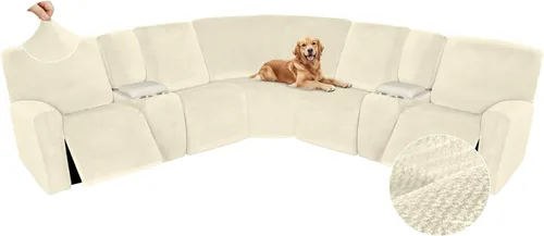 Miniatura 295 de Arfntevss Fundas de sofá seccional reclinable de terciopelo, Funda de sofá seccional de esquina para sofá reclinable, Funda elástica suave
