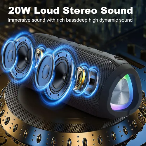 Miniatura 2 de Altavoces Bluetooth inalámbricos con sonido estéreo fuerte de 20 W, emparejamiento TWS para exteriores, altavoces de ducha impermeables IPX6, tiempo
