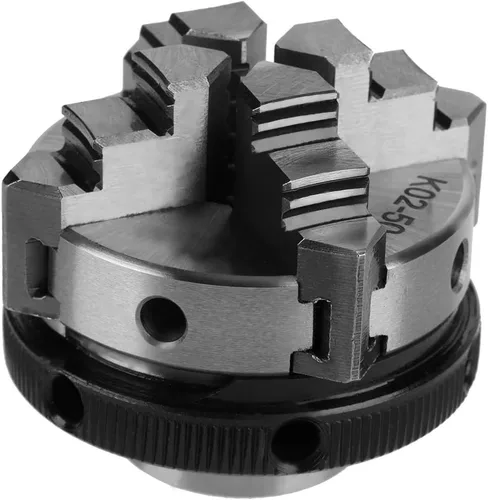 Miniatura 7 de Mini torno de 4 mandíbulas de 1.969 in, sujeción autocentrante reversible, montaje de rosca M14, torno manual para carpintería, mandril compacto