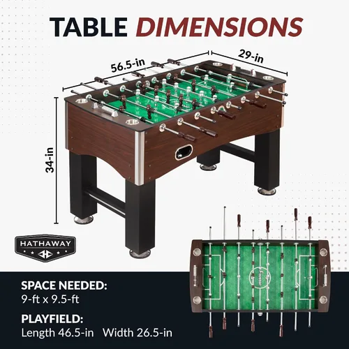 Miniatura 2 de Hathaway Primo mesa futbolín, marrón, 56 pulgadas