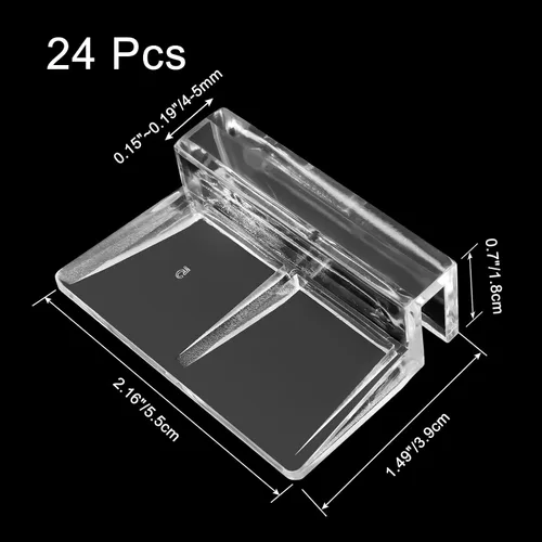 Miniatura 5 de Paquete de 24 clips de tapa de acuario para acuario, soporte de tapa de acuario acrílico transparente para pecera, soporte de vidrio de acuario