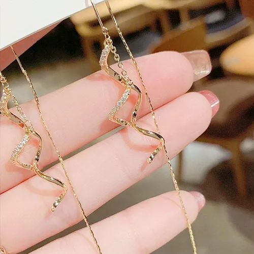 Miniatura 3 de Sonateomber Aretes de cadena larga de oro para mujer, aretes de hilo colgantes de moda, regalo de joyería
