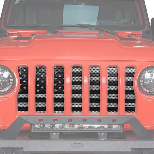 Miniatura 5 de Hooke Road Inserto de rejilla frontal de malla para Jeep Gladiator JT/Jeep Wrangler JL 2018 2019 2020 2021 2022 2023 2024 2025 – Bandera de Estados