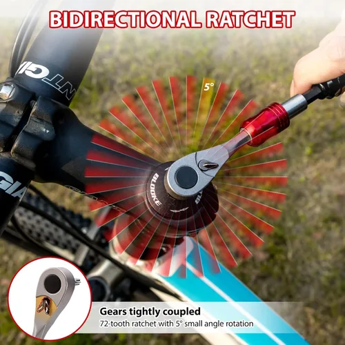 Miniatura 7 de EMERK Kit de herramientas de reparación de bicicletas: kit de herramientas múltiples para bicicleta con mini bomba, herramienta reversible de Kit